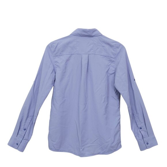 Rei-coop Ripstop Shirt Kids 14-16 Blue Roll Tab Sleeve Snaps Outdoor Hiking - Picture 7 of 12